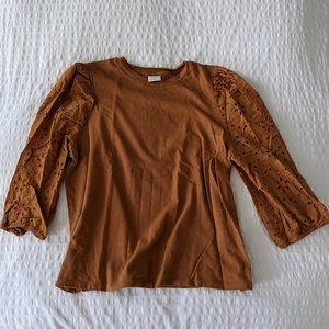 A NEW DAY EYELET PUFF SLEEVE TOP